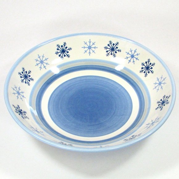 RARE! St. Nicholas Square WINTER FROST 12.5" Round 2.5Qt Serving Bowl Blue Snowf - Picture 2 of 6